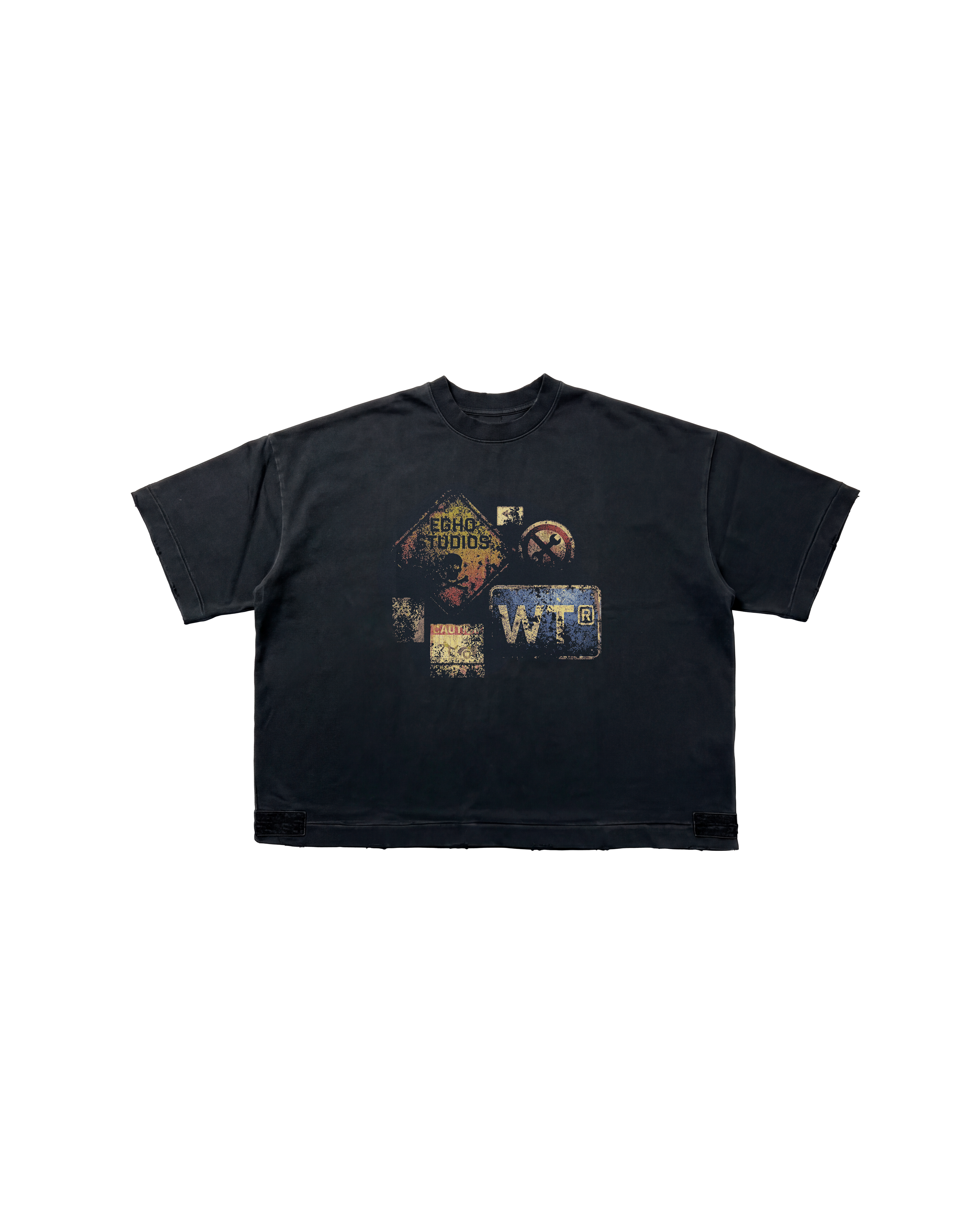RUSTY SIGNS BOXY TEE BLACK