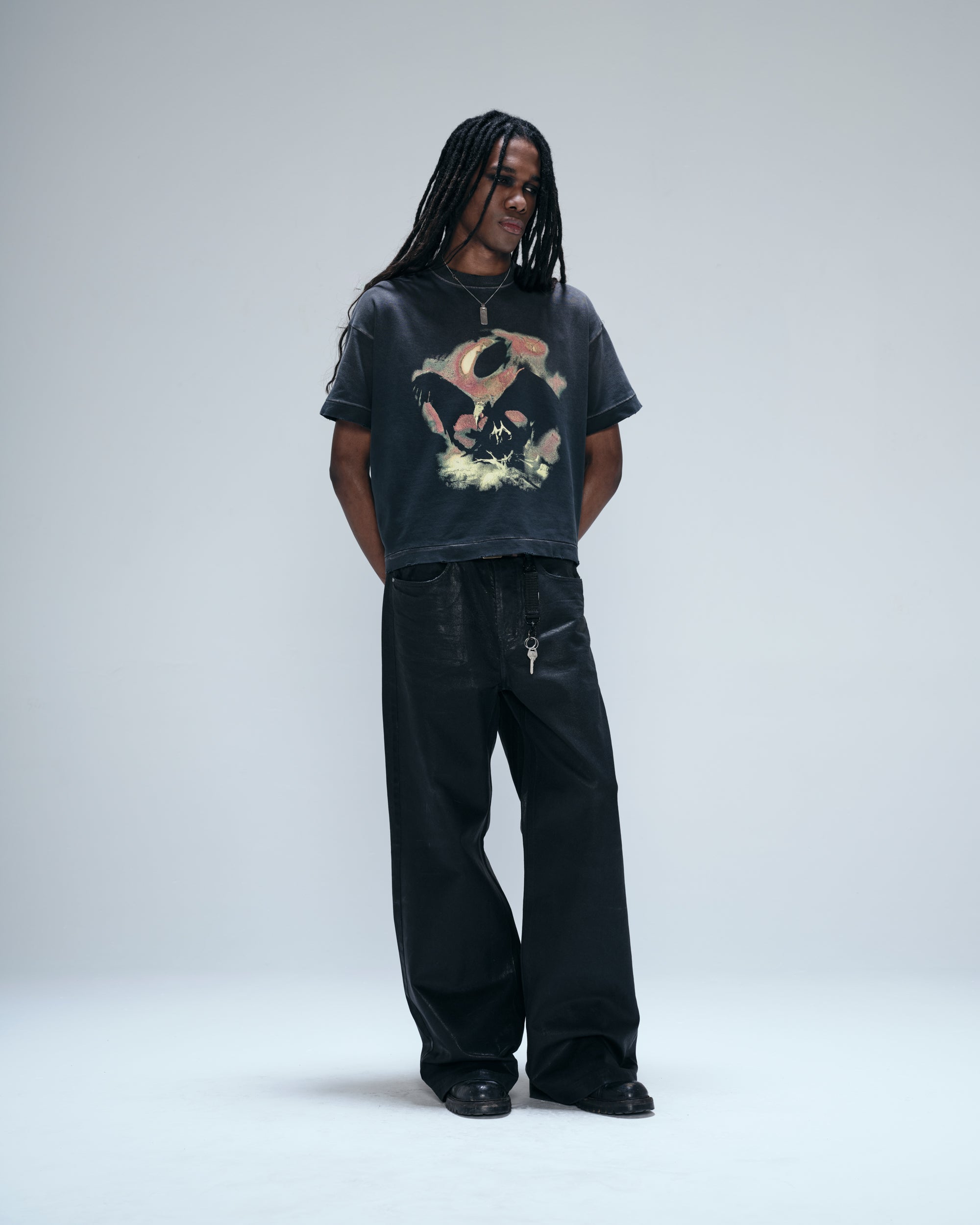 DEATHBIRD BOXY TEE - FADED BLACK
