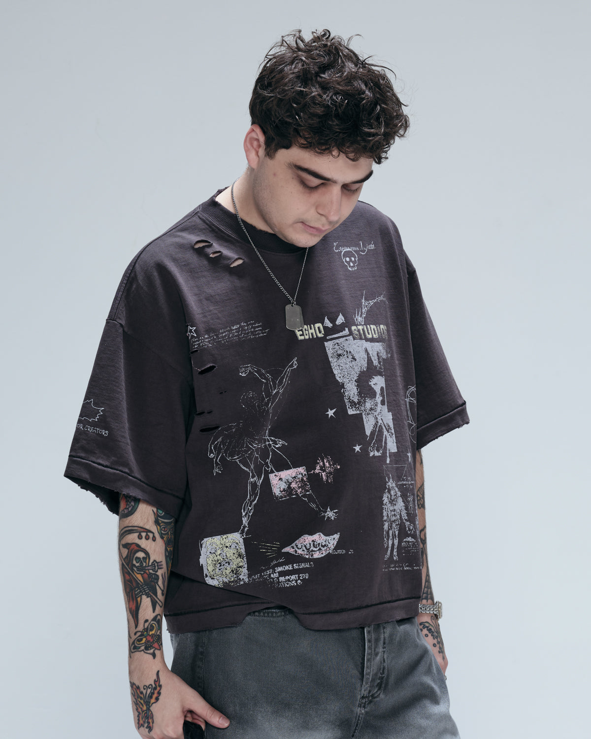 ZINE OVERBOXY HEAVY TEE - CHARCOAL