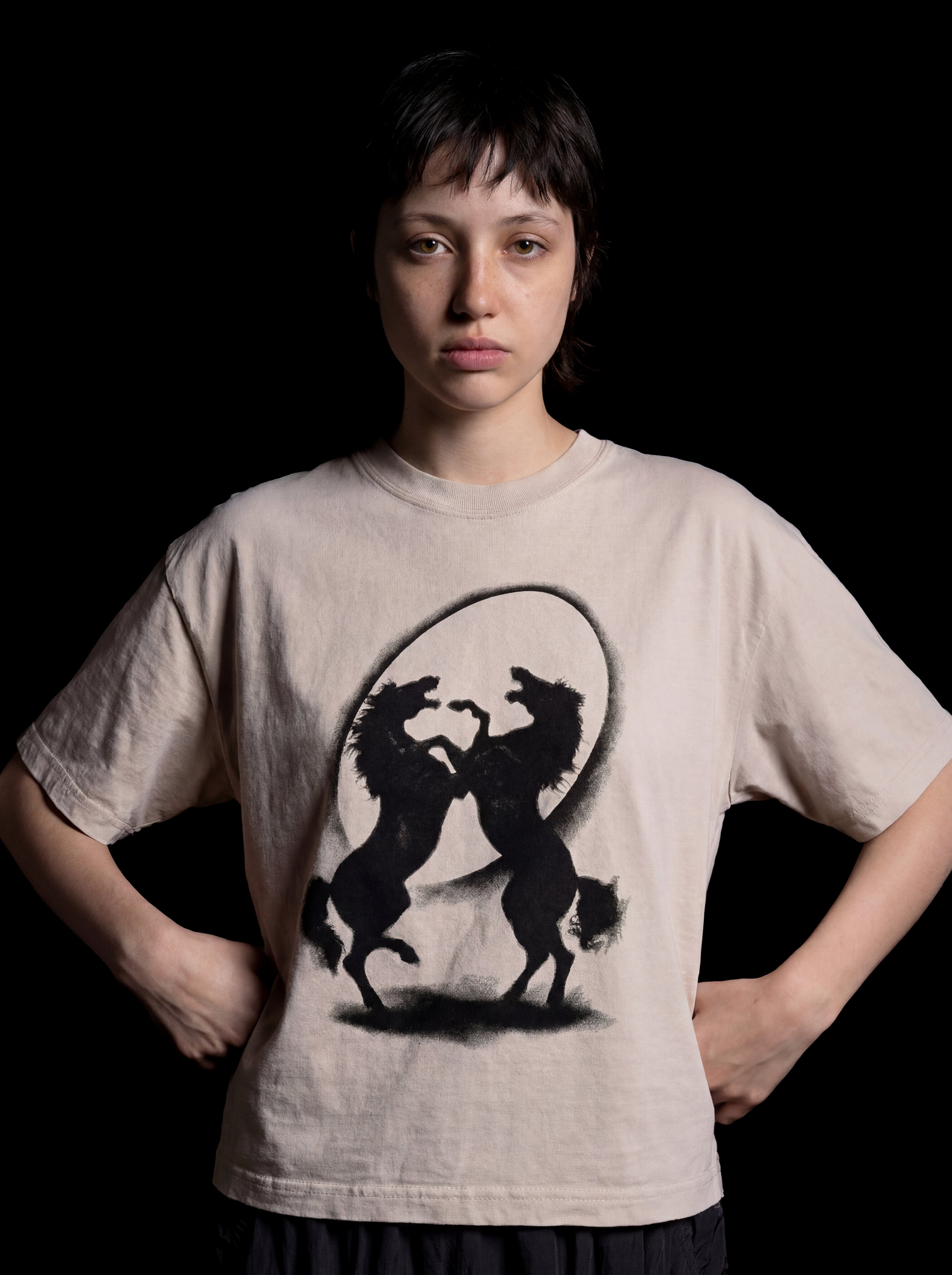 BLK HORSES BOXY TEE
