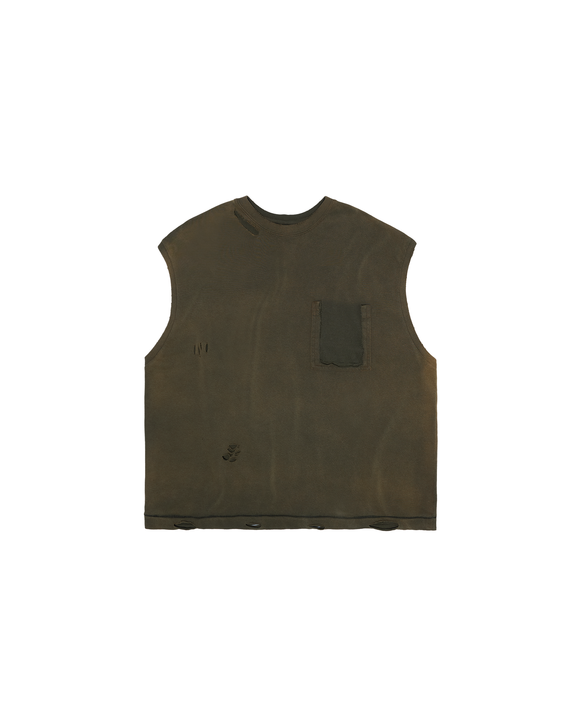 TRASHED TANK TOP - OLIVE GREEN
